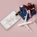 Elegant Rose Gold Foil | White Marble | Monogram Luggage Tag<br><div class="desc">Elegant Rose Gold Foil | White Marble | Monogram Luggage tag with chic marble in copper rose gold shades of pink. Easy to customise with your name,  monogram,  and details.</div>