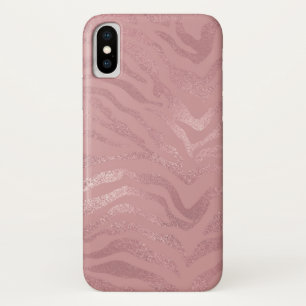 Elegant Rose Gold Foil Zebra Animal Pattern iPhone X Case