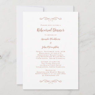 Elegant Rose Gold Formal Wedding Rehearsal Dinner Invitation