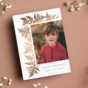 Elegant Rose Gold Garland 2 Photo Christmas Holiday Card