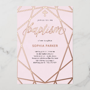 Elegant Rose Gold Geometric Blush Pink   Baptism