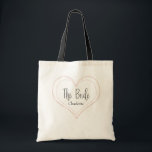 Elegant Rose Gold Geometric Heart Chic Bride  Tote Bag<br><div class="desc">Simple and stylish wedding tote bag featuring timeless handwritten font inside a rose gold geometric heart frame.. The perfect gift for weddings and bridal favours. Can be customised with your mother of the groom's name.</div>
