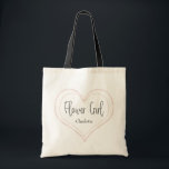 Elegant Rose Gold Geometric Heart Chic Flower Girl Tote Bag<br><div class="desc">Simple and stylish wedding tote bag featuring timeless handwritten font inside a rose gold geometric heart frame.. The perfect gift for weddings and bridal favors. Can be customized with your flower girl's name.</div>
