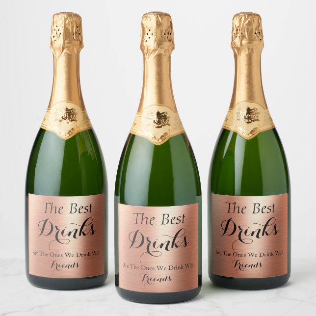 Elegant Rose Gold Girls Weekend Party Cocktail Sparkling Wine Label (Bottles)