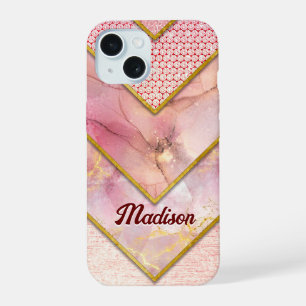 Elegant rose gold girly geometric iPhone 15 case