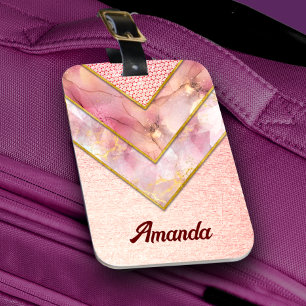 Elegant rose gold girly geometric sketchbook luggage tag