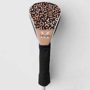 Elegant Rose Gold Glam Leopard Personised Golf Head Cover