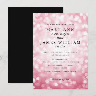 Elegant Rose Gold Glam Lights Wedding  Invitation