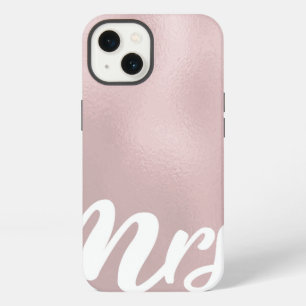 Elegant Rose Gold Glass Texture Mrs Surname iPhone 13 Case