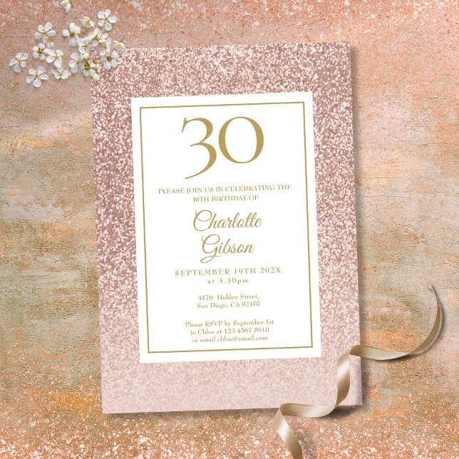 Elegant Rose Gold Glitter 30th Birthday Invitation (Elegant Rose Gold Glitter 30th Birthday Invitation)