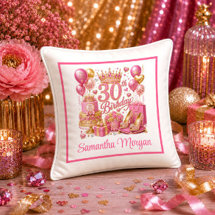 Elegant Rose Gold Glitter 30th Birthday Pillow