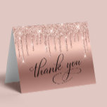 Elegant Rose Gold Glitter 50th Birthday Party Thank You Card<br><div class="desc">Chic folded thank you card for your 50th birthday party featuring "Thank You" in an elegant script calligraphy,  a rose gold faux foil background and rose gold faux glitter. Personalise your thank you message and signature on the inside,  or leave blank for a handwritten note.</div>