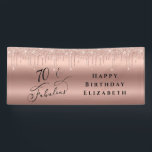 Elegant Rose Gold Glitter 70th Birthday Party Banner<br><div class="desc">Elegant personalised 70th birthday party banner with "70 & Fabulous" in a stylish script,  a rose gold faux foil background and rose gold faux glitter. Customise with her name.</div>