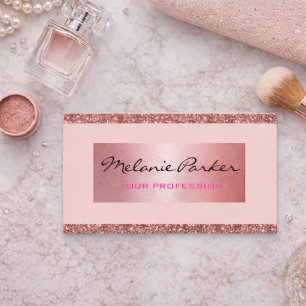 Elegant rose gold glitter and metallic chic business card