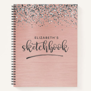 Elegant Rose Gold Glitter Artist Sketchbook  Notebook