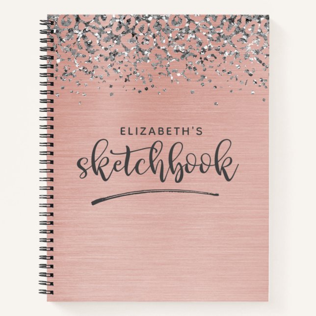 Elegant Rose Gold Glitter Artist Sketchbook  Notebook (Front)