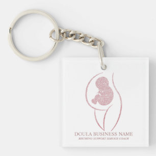 Elegant Rose Gold Glitter Birthing Support Key Ring