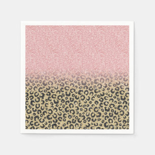 Elegant Rose Gold Glitter Black Leopard Print Napkin