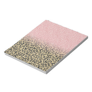 Elegant Rose Gold Glitter Black Leopard Print Notepad