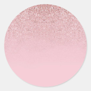 Elegant Rose Gold Glitter Blank Template Add Text Classic Round Sticker