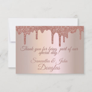 Elegant Rose Gold Glitter, Blush and  Text Thank You Card