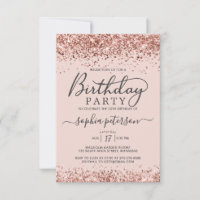 Elegant Rose Gold Glitter Blush Any Age Birthday