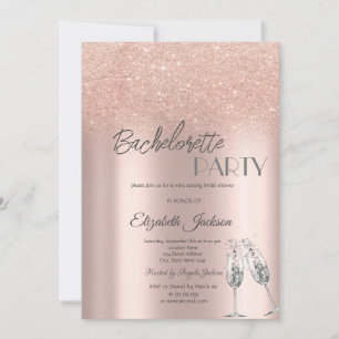 Elegant Rose Gold Glitter Bokeh Bachelorette  Invitation