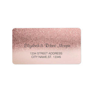 Elegant Rose Gold Glitter Bokeh Ombre Label