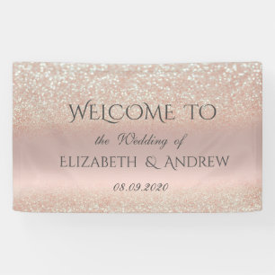 Elegant Rose Gold Glitter Bokeh Wedding Banner