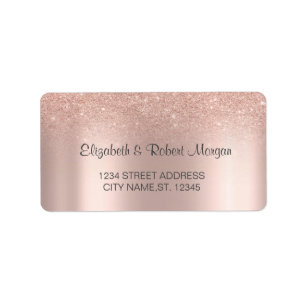 Elegant Rose Gold Glitter Bokeh  Wedding Label