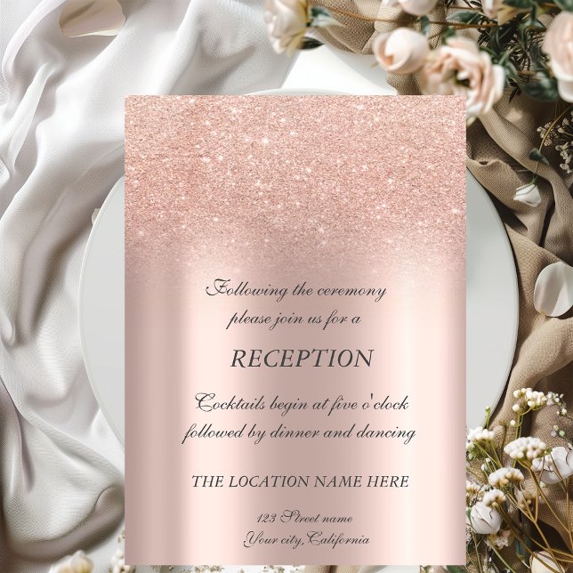Elegant Rose Gold Glitter Bokeh Wedding Reception  Invitation (Creator Uploaded)