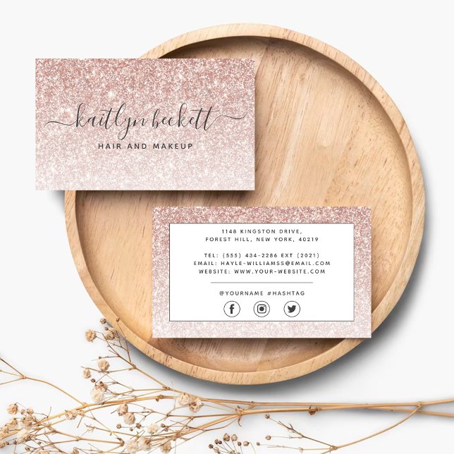 Elegant Rose Gold Glitter Business Card (Creator Uploaded)