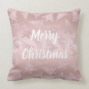 Elegant Rose Gold Glitter Christmas Tree Pattern Cushion