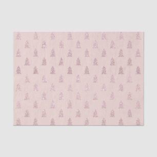 Elegant Rose Gold Glitter Christmas Tree Pattern Tissue Paper