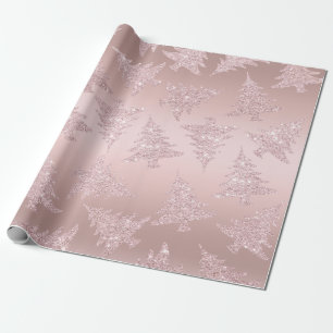 Elegant Rose Gold Glitter Christmas Tree Pattern Wrapping Paper