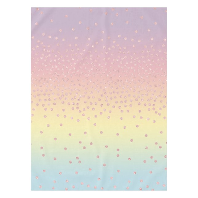 Elegant rose gold glitter confetti dots gradient tablecloth (Front)