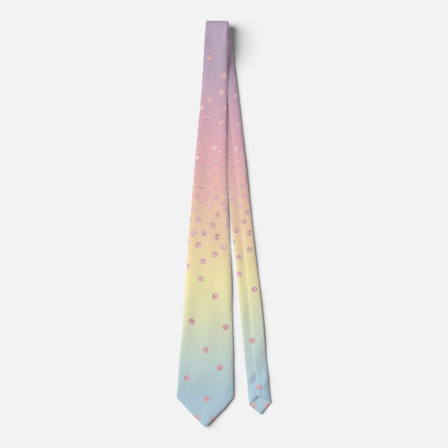 Elegant rose gold glitter confetti dots gradient tie (Front)