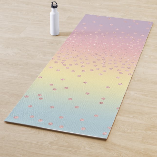 Elegant rose gold glitter confetti dots gradient yoga mat (In Situ)