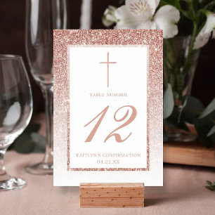 Elegant Rose Gold Glitter Confirmation Or Baptism Invitation