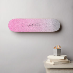 Elegant ROSE GOLD Glitter Custom Name Skateboard