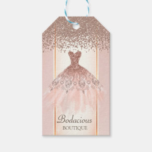 Elegant  Rose Gold Glitter Diamonds Dress Gift Gift Tags