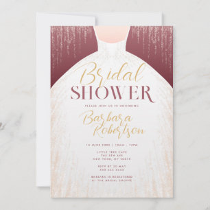 Elegant Rose Gold Glitter Dress Bridal Shower Invitation