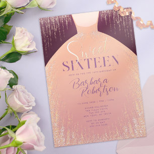 Elegant Rose Gold Glitter Dress Sweet Sixteen