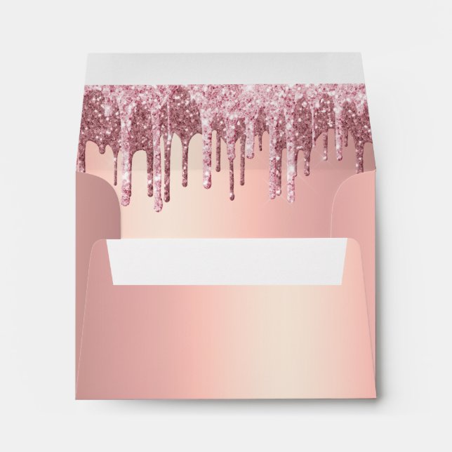 Elegant rose gold glitter drips envelope (Back (Bottom))
