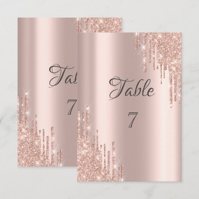 Elegant Rose Gold Glitter Drips Invitation (Front/Back)