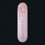 Elegant Rose Gold Glitter drips Personalized Skateboard<br><div class="desc">A simple elegant rose gold flitter drips skateboard personalized with a decorative typeface for your name.</div>