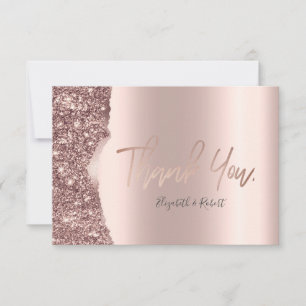 Elegant Rose Gold Glitter Drips Thank You Card