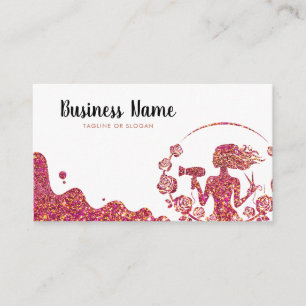 Elegant Rose Gold Glitter Floral Hairdresser Appointment Card