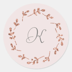 Elegant Rose Gold Glitter Initial Sticker