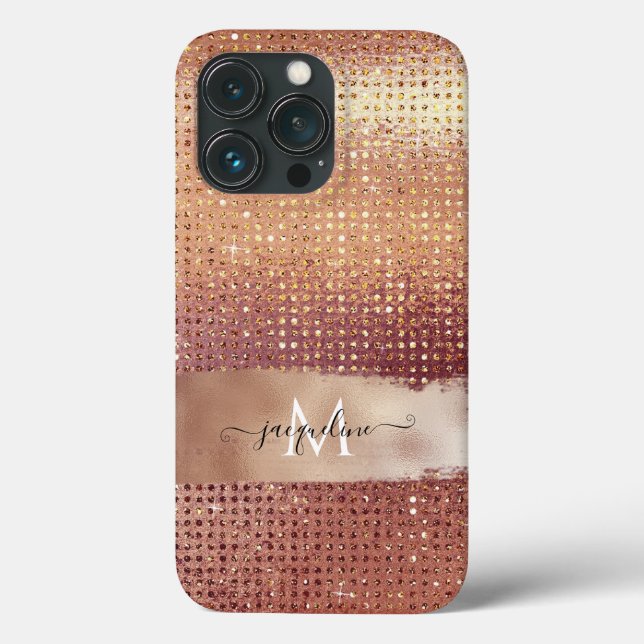Elegant Rose Gold Glitter Jewels Burgundy Script C Case-Mate iPhone Case (Back)